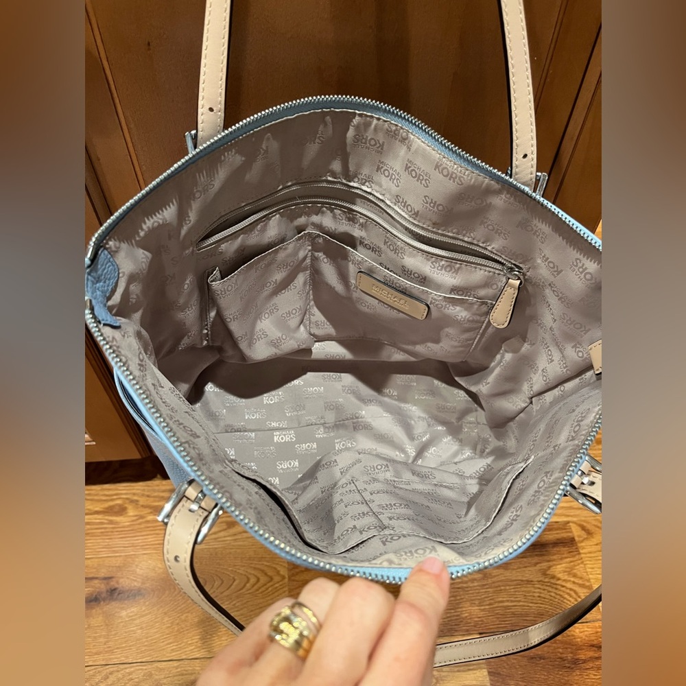 Michael Kors Sky Blue Pebbled Leather Tote, VGUC - Picture 7 of 16